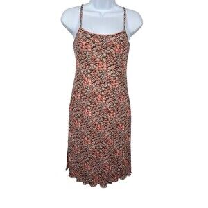 My Michelle Floral Slip Dress Spaghetti Strap Y2K Fairy Grunge Brown Pink S